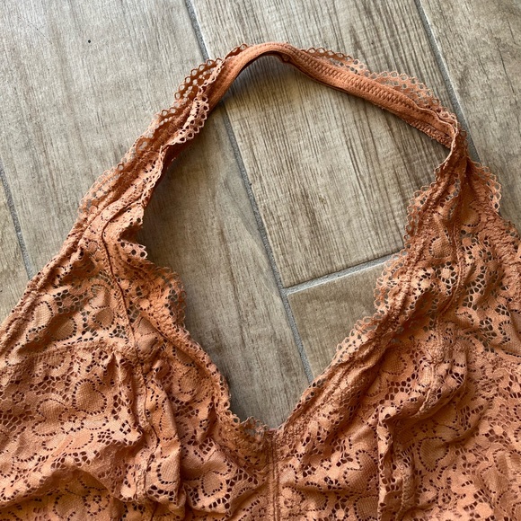 AERIE orange floral lace halter top bralette - Picture 5 of 7